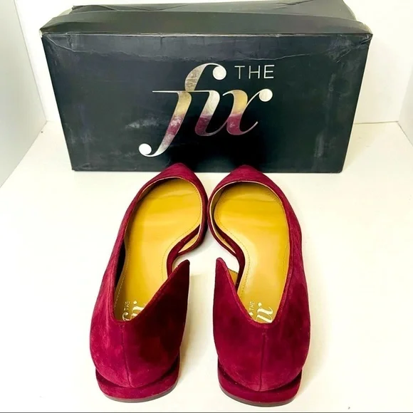 The Fix Emma Pointed Toe D’Orsay Velvet slide flat Wine. - Picture 3 of 7